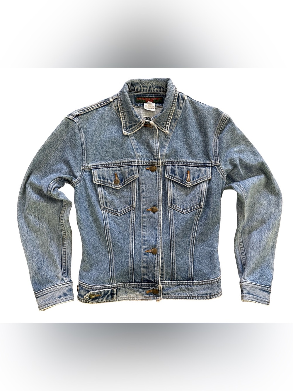 Vintage Katherine Hamnett Denim Jacket Medium Light Wash Fitted Trucker 90s